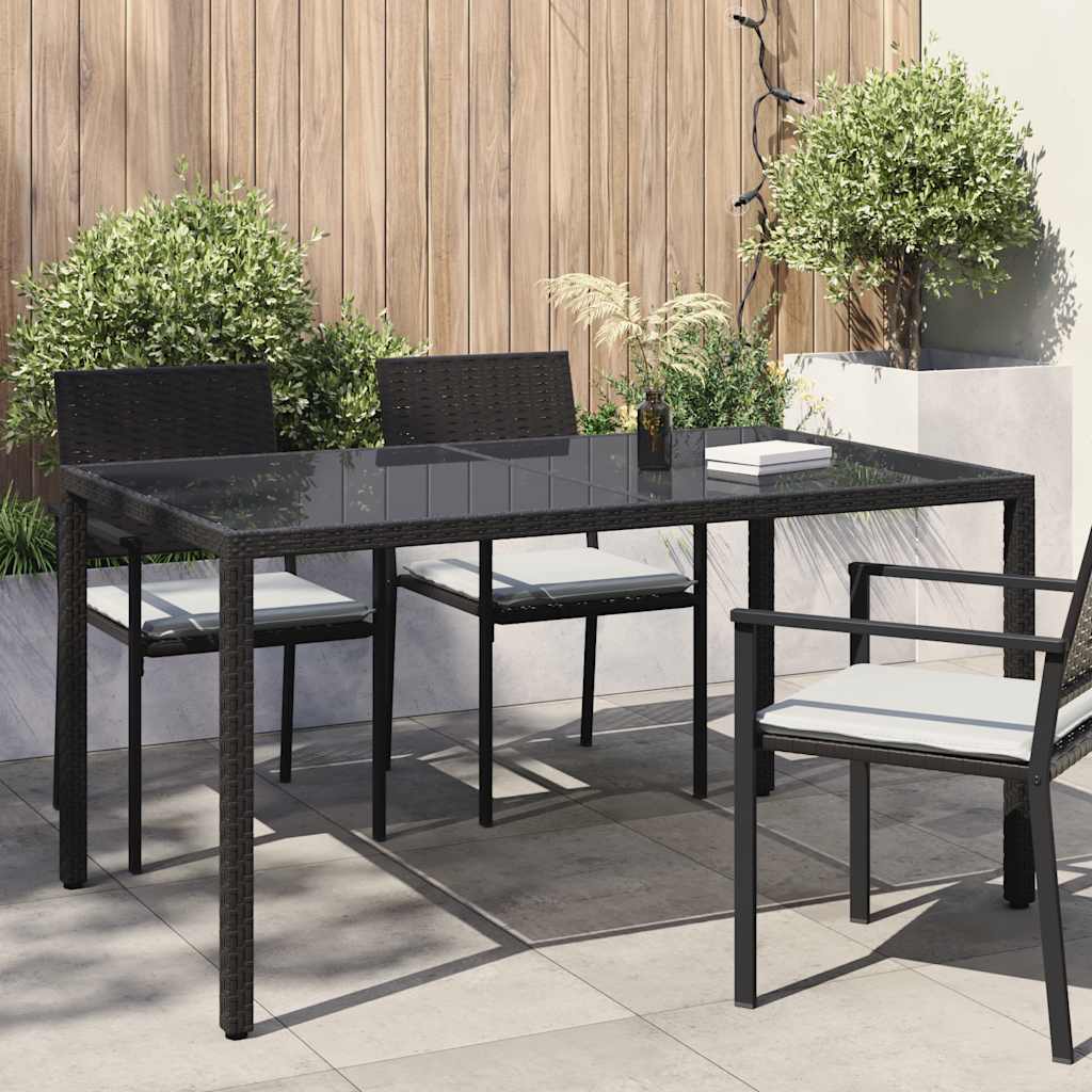 vidaXL Tuintafel 90x90x75 cm gehard glas en poly rattan bruin