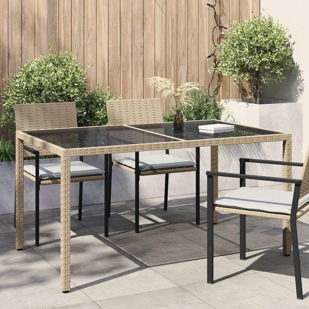 vidaXL Tuintafel 90x90x75 cm gehard glas en poly rattan bruin