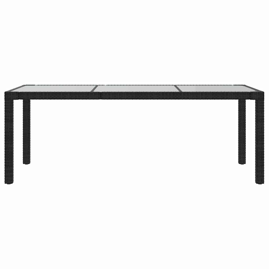 vidaXL Tuintafel 190x90x75 cm gehard glas en poly rattan black