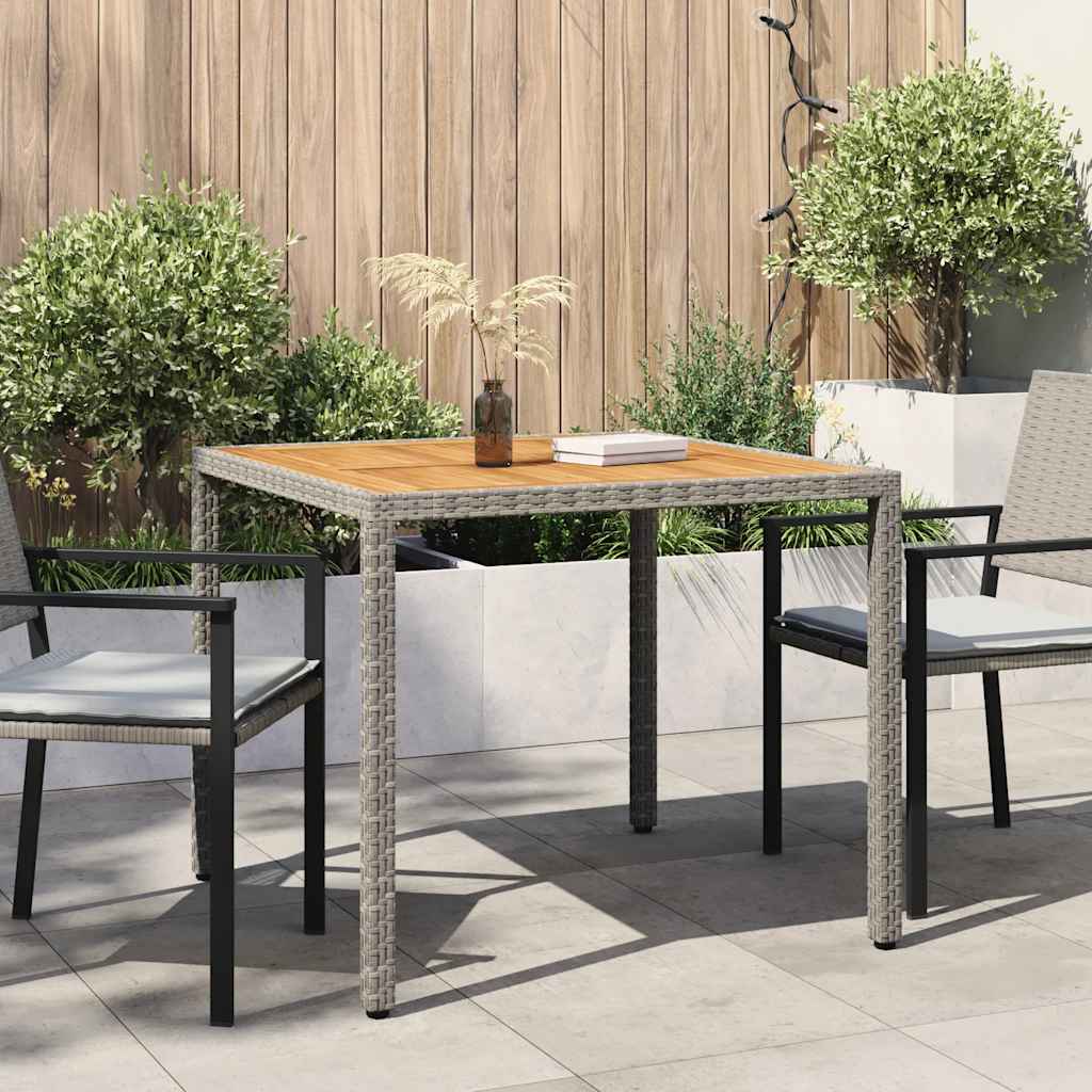 vidaXL Tuintafel 90x90x75 cm poly rattan en acaciahout zwart