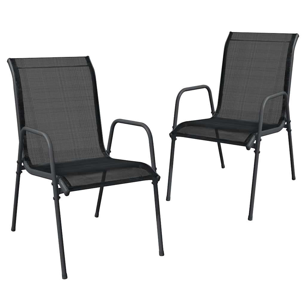 vidaXL Tuinstoelen 2 st staal en textileen zwart