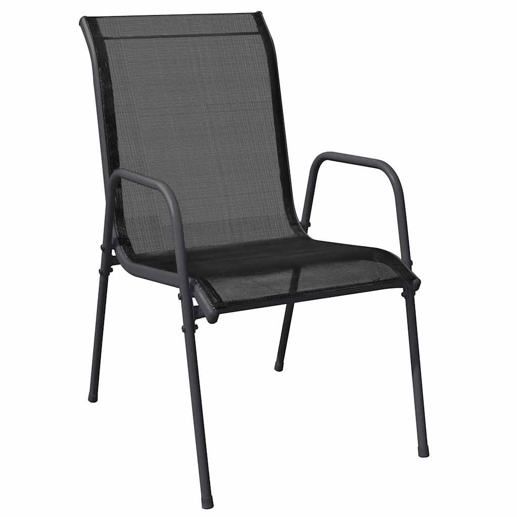 vidaXL Tuinstoelen 2 st staal en textileen zwart