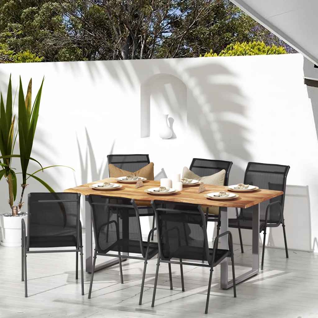vidaXL Tuinstoelen 2 st staal en textileen zwart