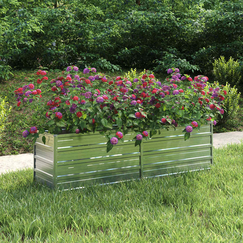 vidaXL Plantenbak verhoogd 160x80x77 cm gegalvaniseerd staal zilver
