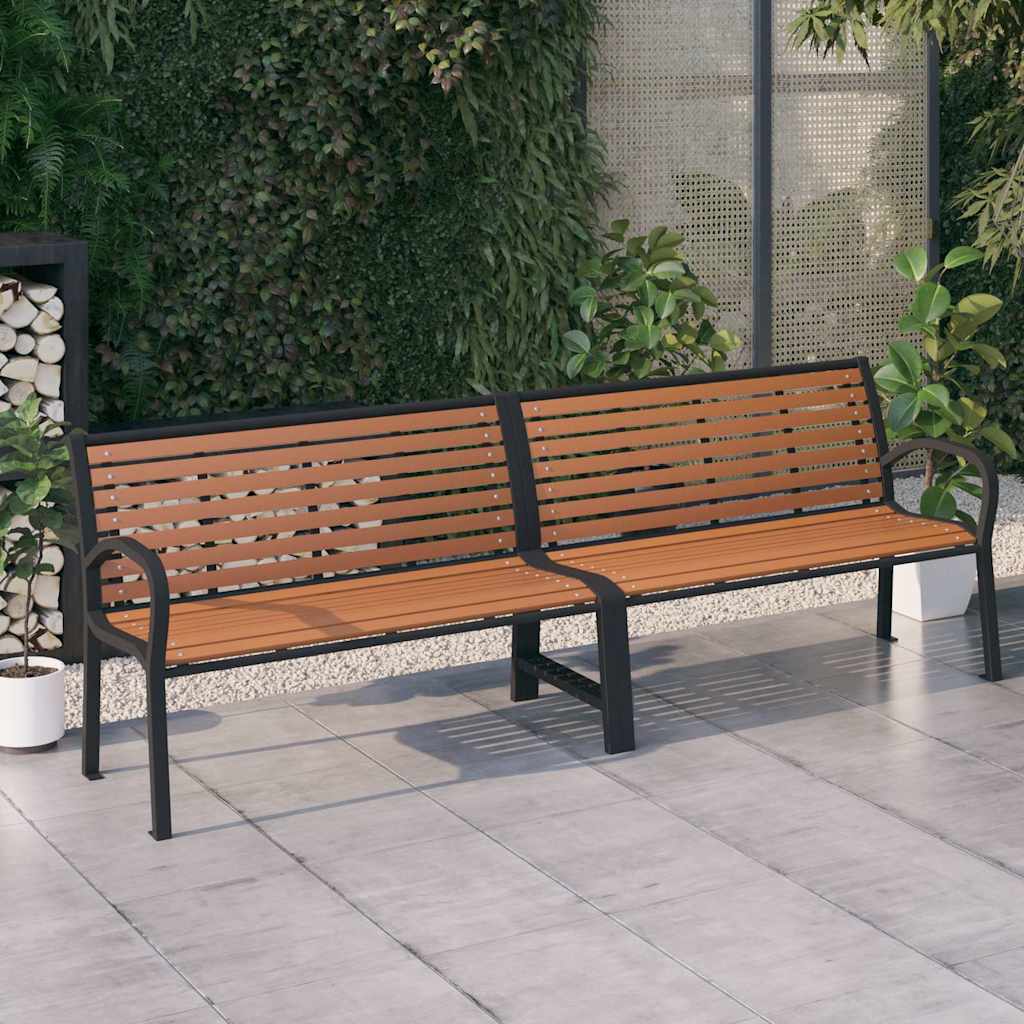 vidaXL Tuinbank dubbel 251 cm staal en HKC zwart