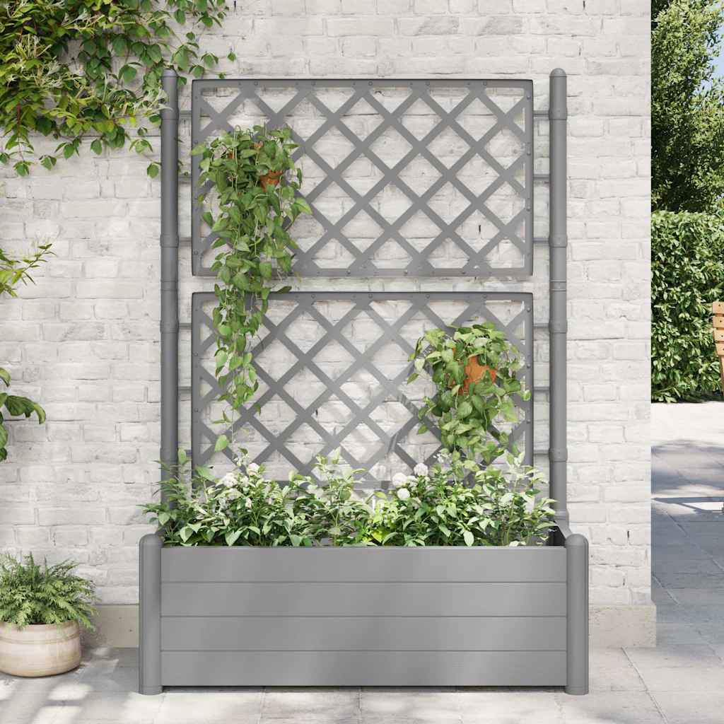 vidaXL Plantenbak met latwerk 43x43x142 cm PP wit