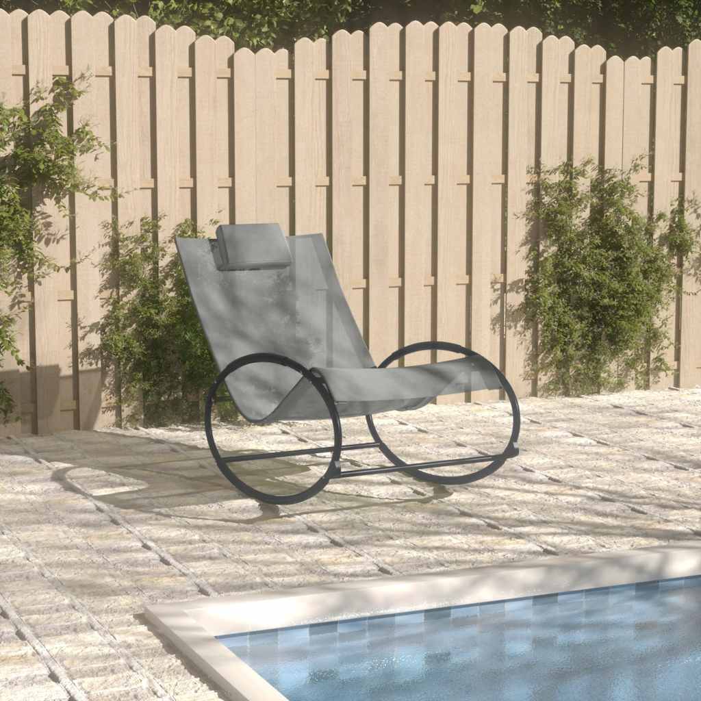vidaXL Sun Lounger with Cushion Steel and Textilene Black
