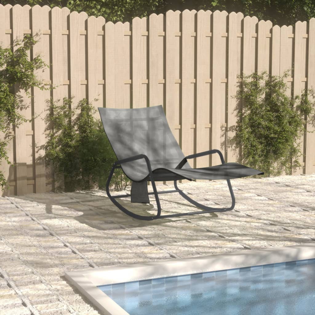 vidaXL Sun Lounger Steel and Textilene Black