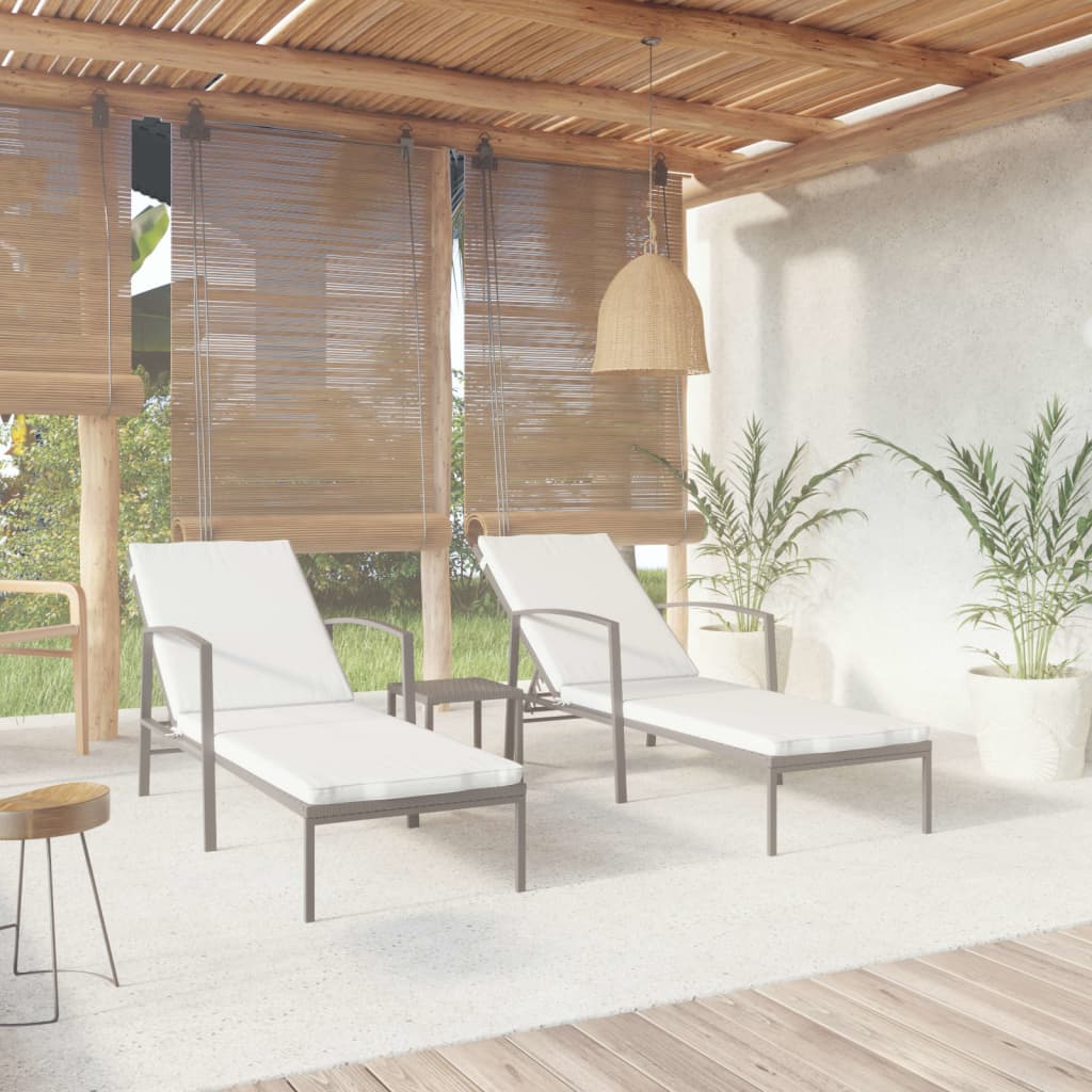 vidaXL Ligbedden 2 st met tafel poly rattan bruin