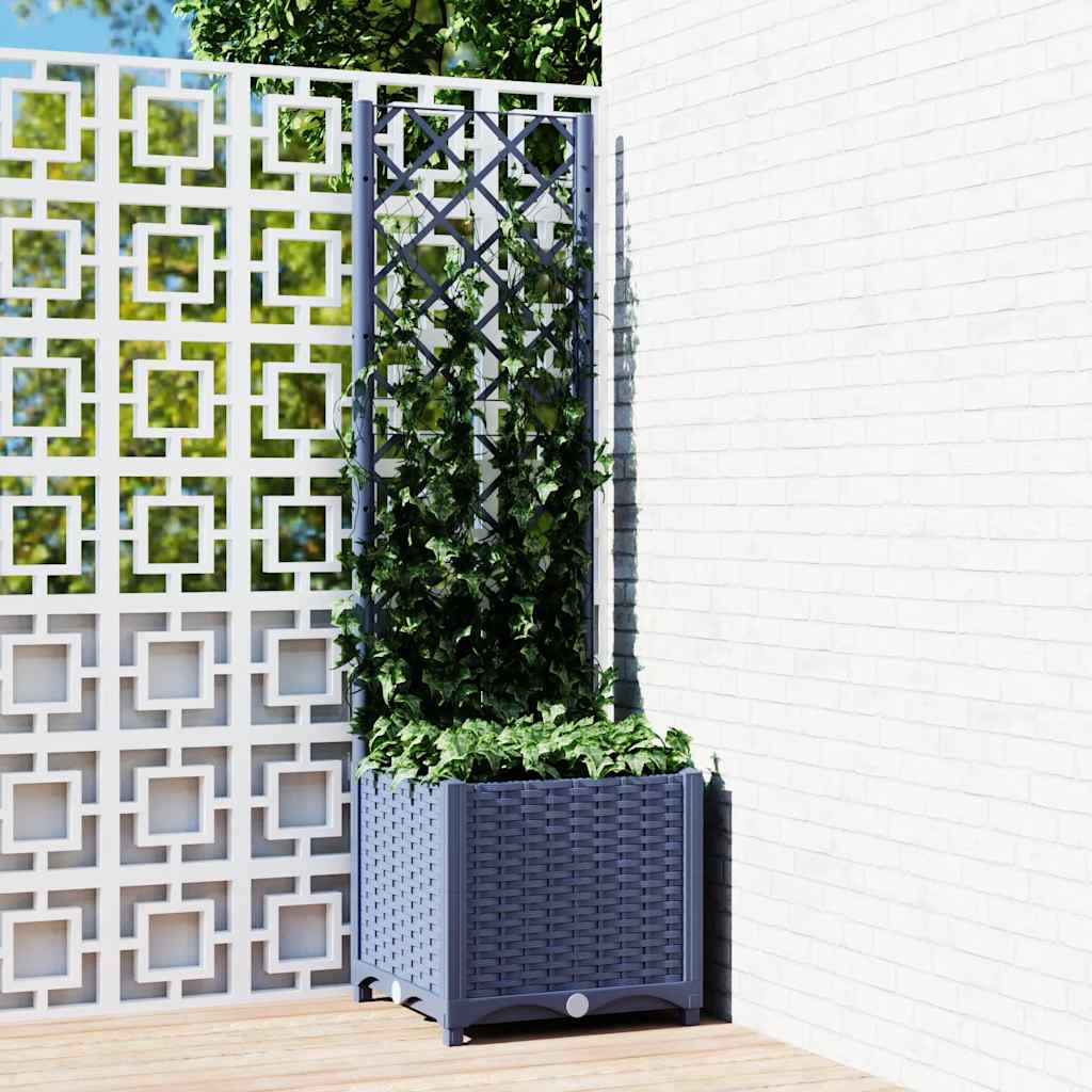 vidaXL Planter with Trellis 40x40x121.5 cm Polypropylene