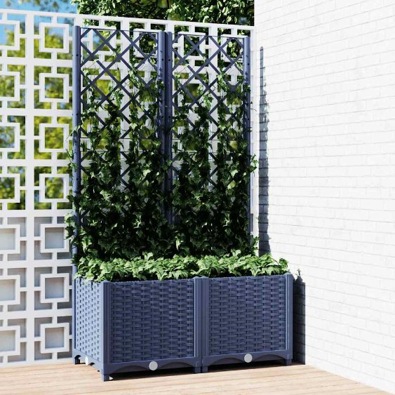 vidaXL Planter with Trellis 40x40x121.5 cm Polypropylene