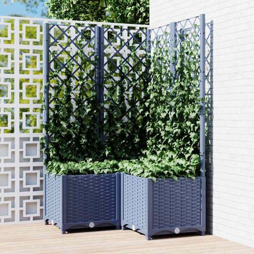 vidaXL Planter with Trellis 40x40x121.5 cm Polypropylene
