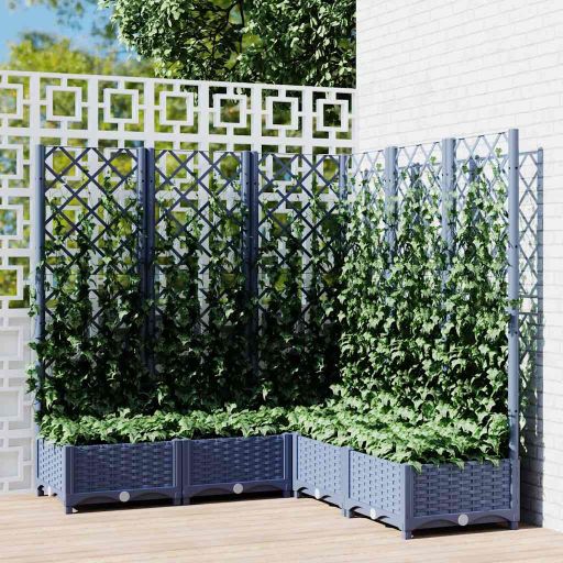 vidaXL Planter with Trellis 40x40x121.5 cm Polypropylene