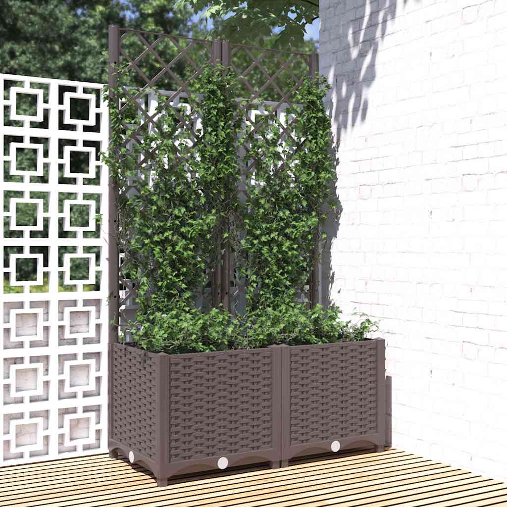 vidaXL Planter with Trellis 40x40x121.5 cm Polypropylene