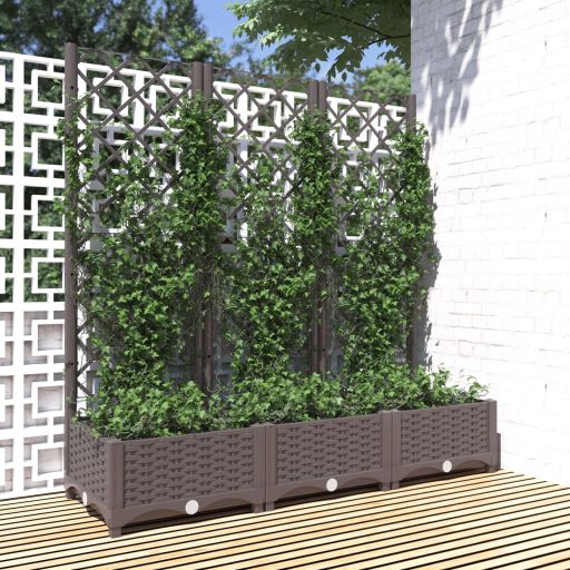 vidaXL Planter with Trellis 40x40x121.5 cm Polypropylene
