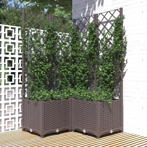 vidaXL Planter with Trellis 40x40x121.5 cm Polypropylene