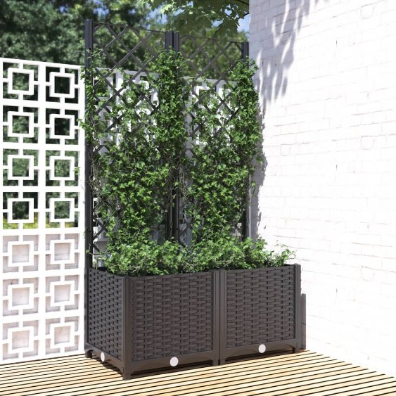 vidaXL Planter with Trellis 40x40x121.5 cm Polypropylene