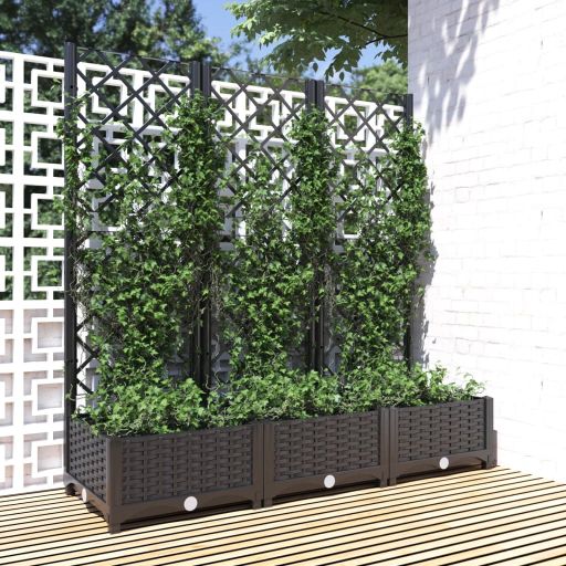 vidaXL Planter with Trellis 40x40x121.5 cm Polypropylene