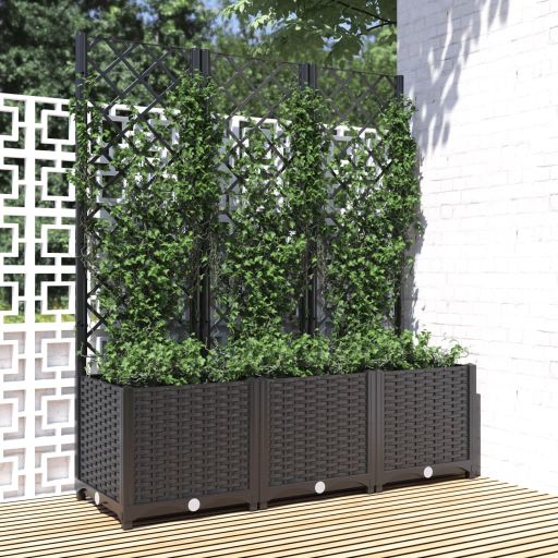 vidaXL Planter with Trellis 40x40x121.5 cm Polypropylene