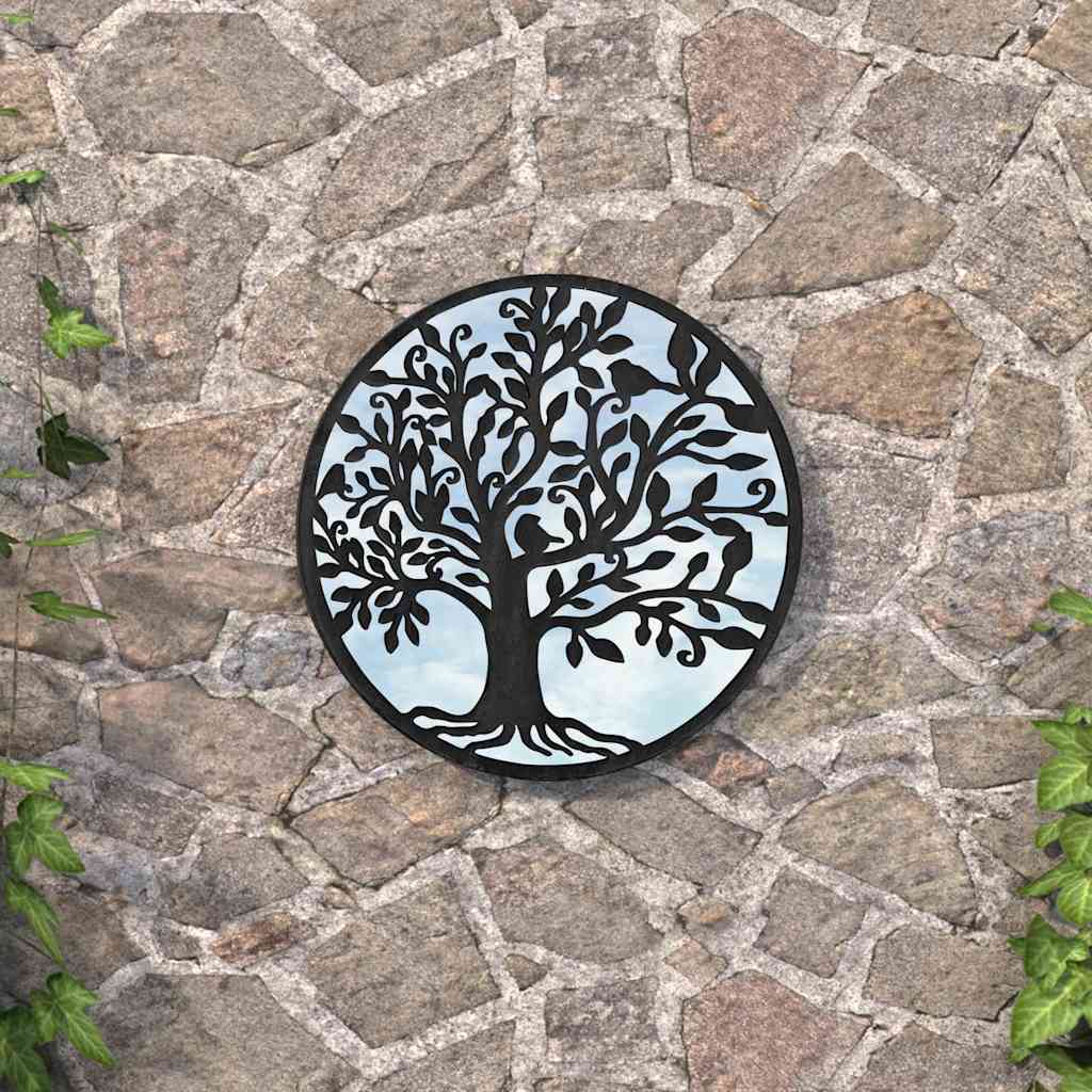 vidaXL Tuinspiegel rond 40x2,5 cm ijzer zandkleurig