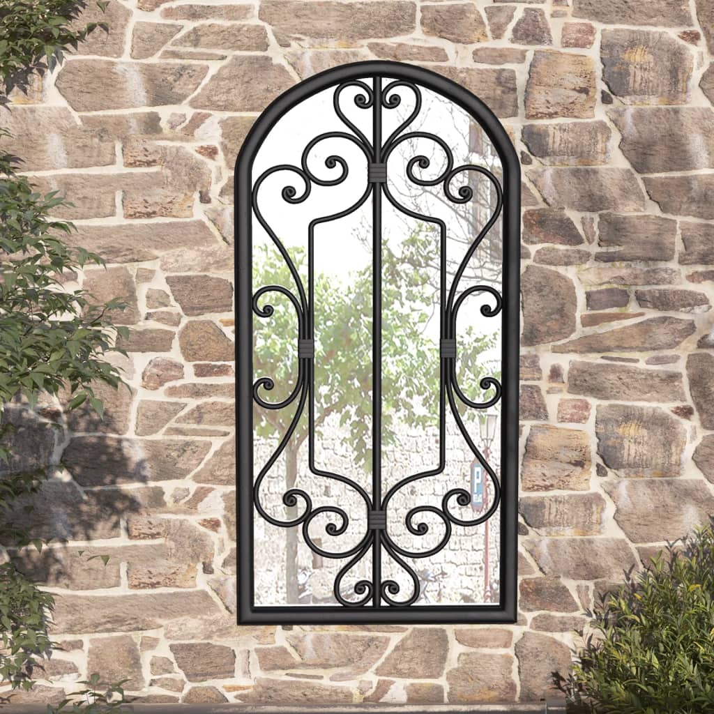 vidaXL Tuinspiegel 100x45 cm ijzer zandkleurig
