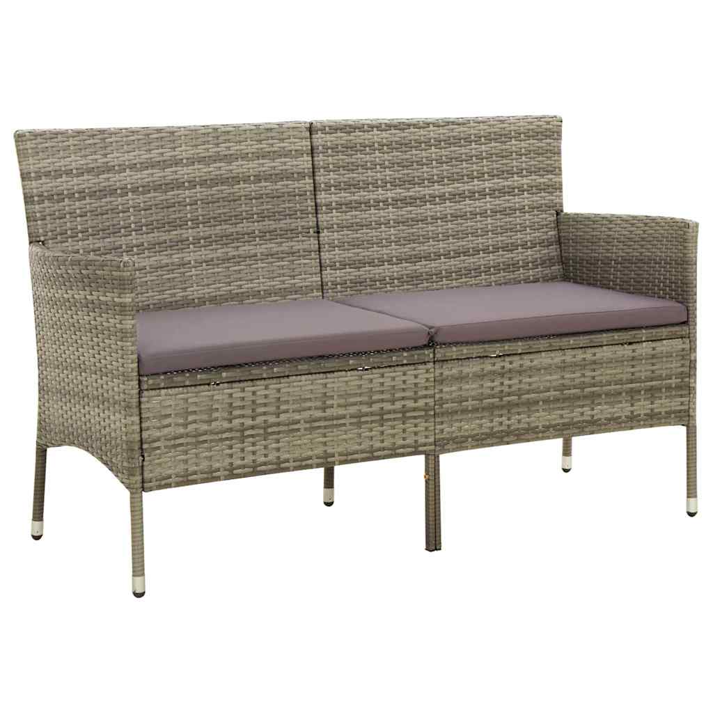 vidaXL Tuinbank 3-zits met kussen poly rattan bruin