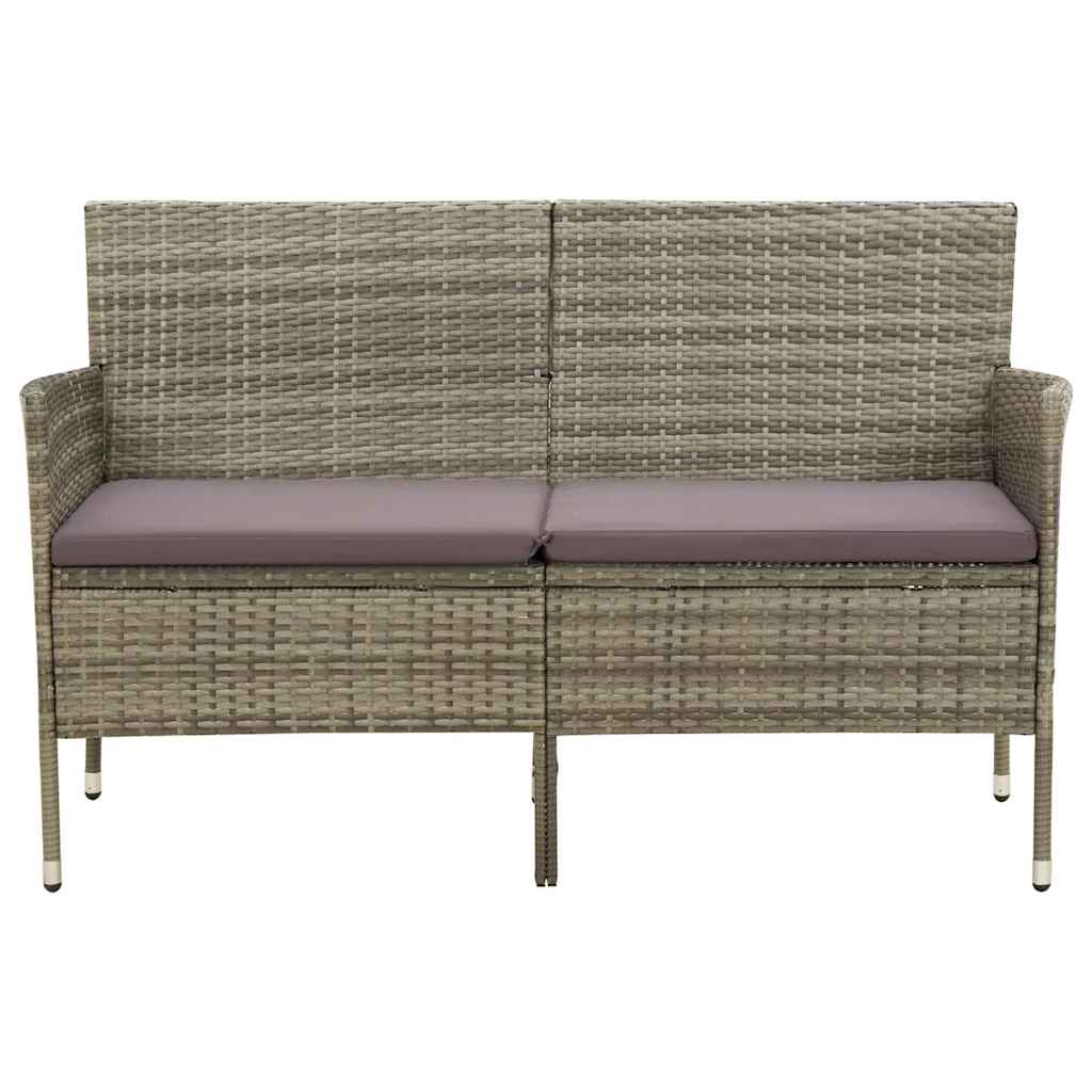 vidaXL Tuinbank 3-zits met kussen poly rattan bruin