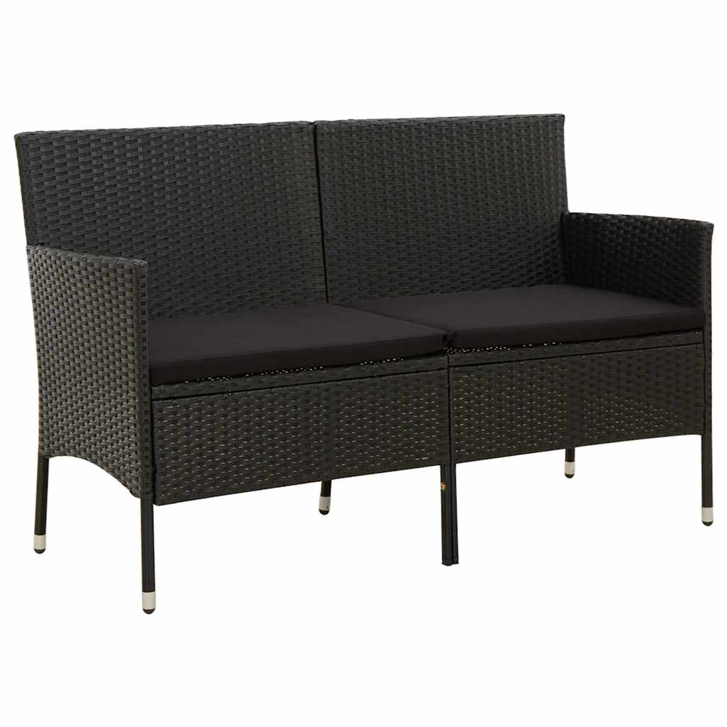 vidaXL Tuinbank 3-zits met kussen poly rattan bruin