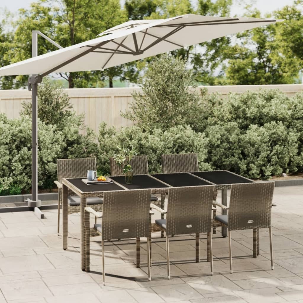 vidaXL 3-delige Tuinset met kussens poly rattan zwart
