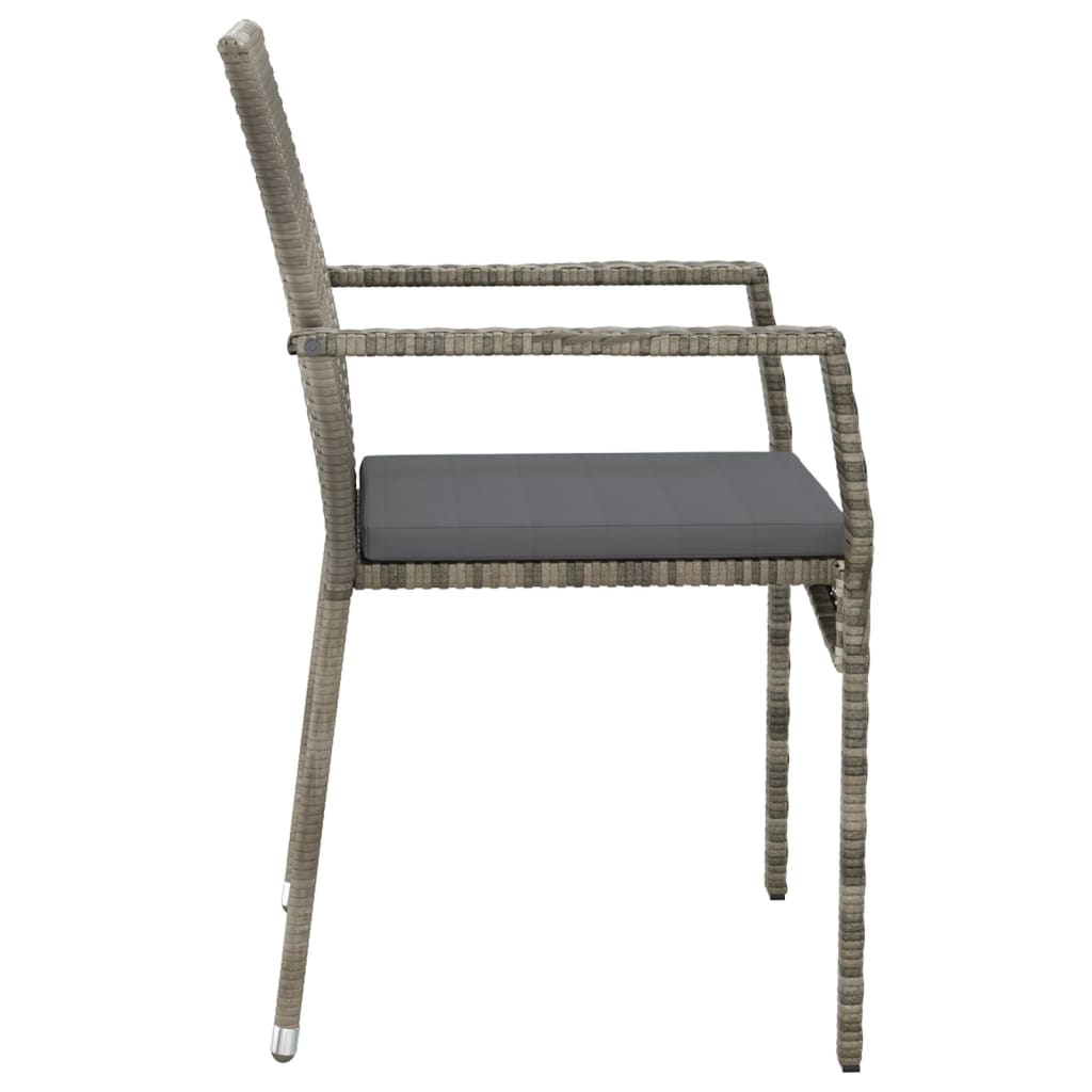 vidaXL 3-delige Tuinset met kussens poly rattan zwart