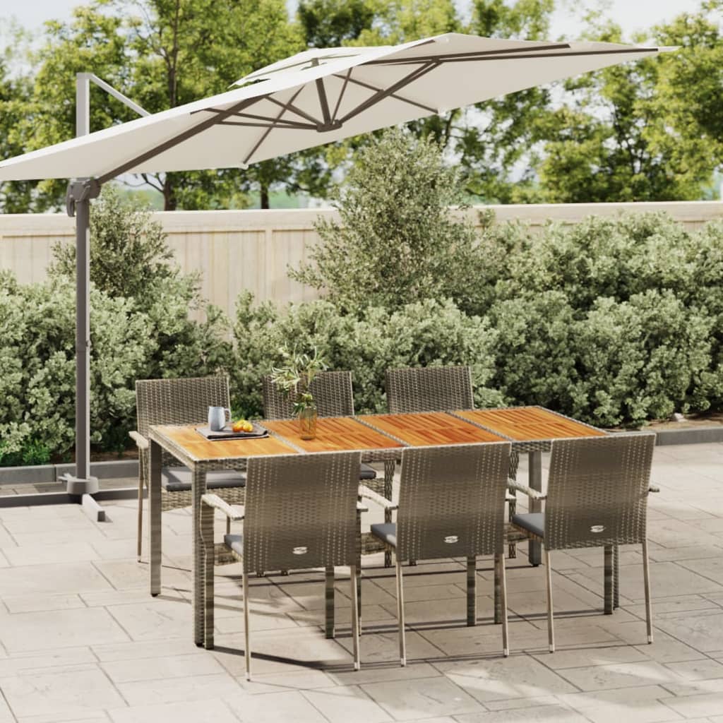 vidaXL 3-delige Tuinset met kussens poly rattan zwart