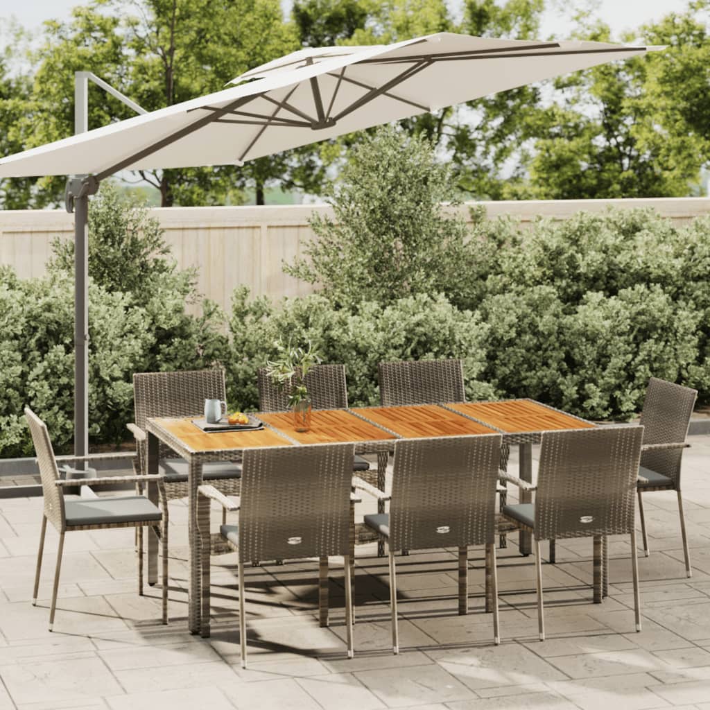 vidaXL 3-delige Tuinset met kussens poly rattan zwart