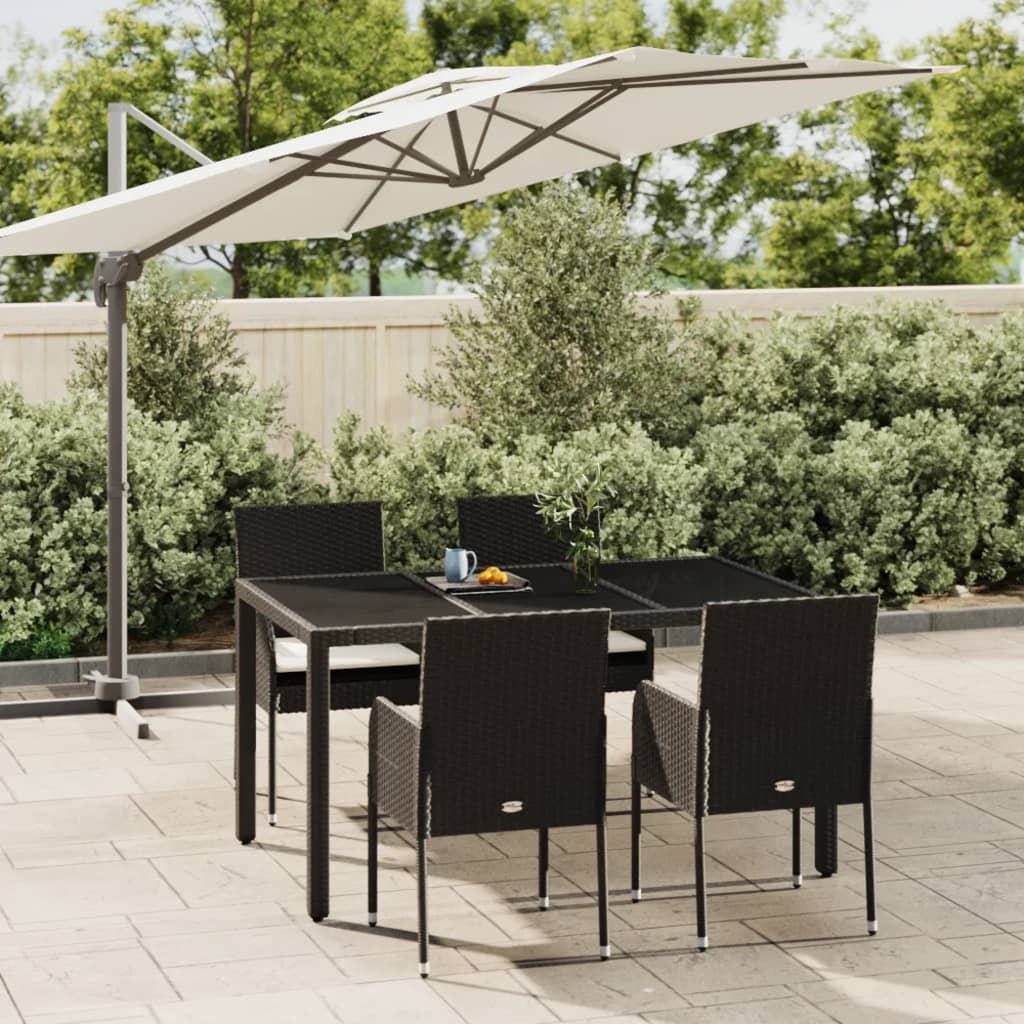 vidaXL 3-Piece Garden Lounge Set with Cushions Poly Rattan Black