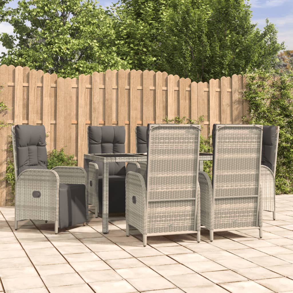 vidaXL 3-delige Tuinset met kussens poly rattan grijs