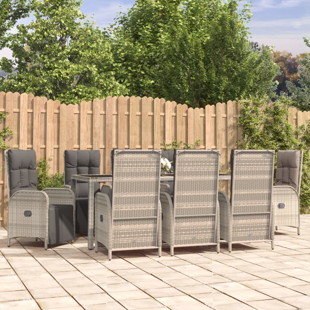 vidaXL 3-delige Tuinset met kussens poly rattan grijs