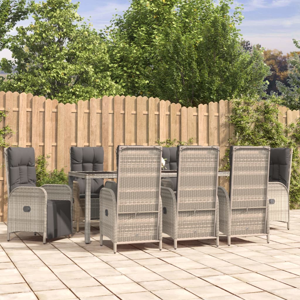 vidaXL 3-delige Tuinset met kussens poly rattan grijs