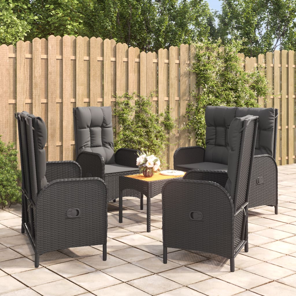 vidaXL 4-delige Tuinset met kussens poly rattan grijs