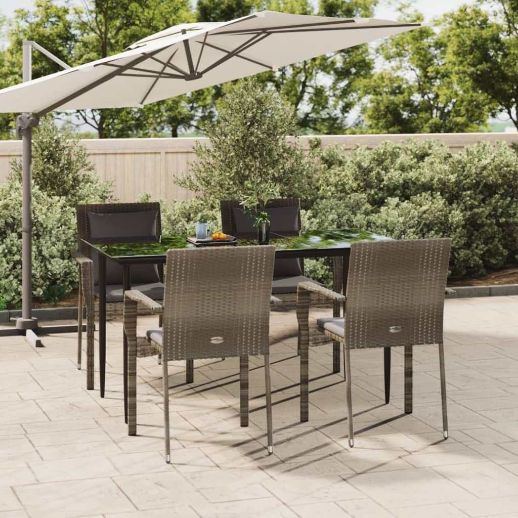 vidaXL 3-delige Tuinset met kussens poly rattan zwart