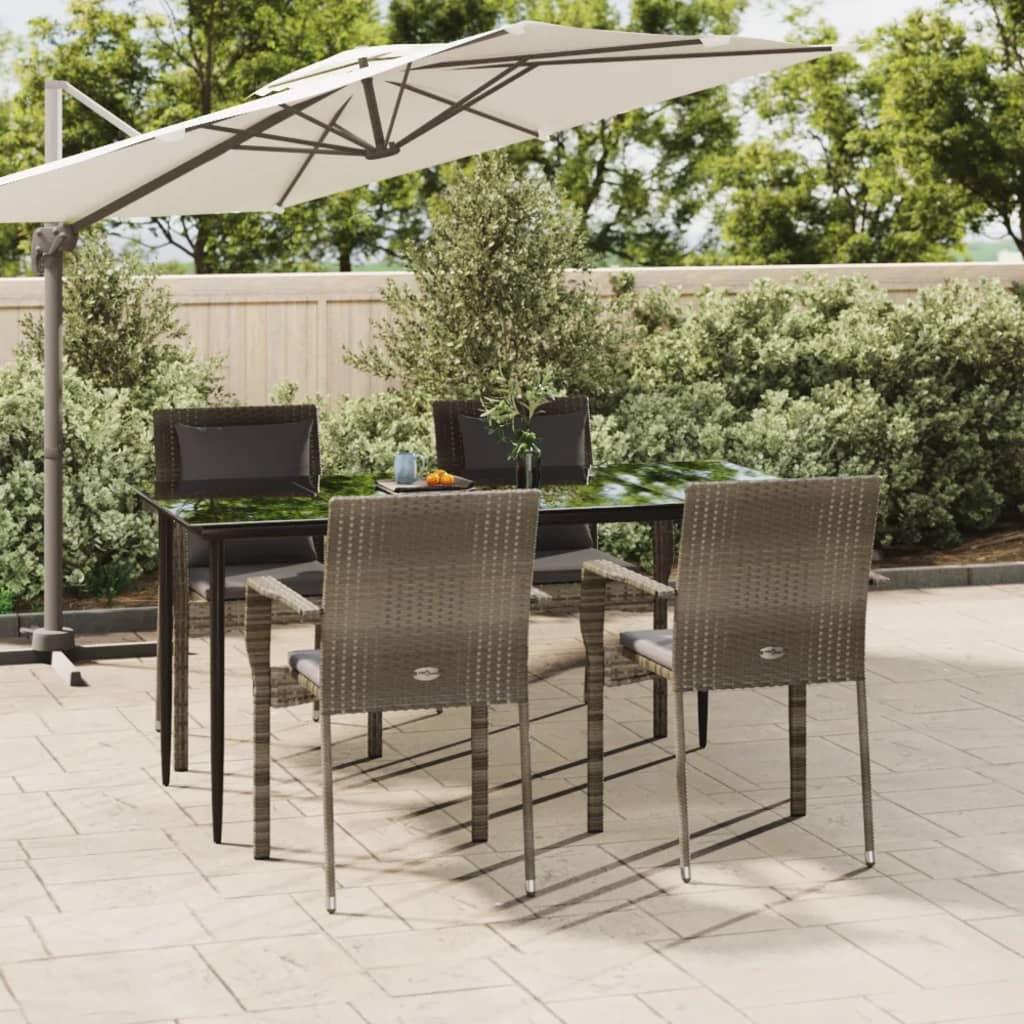 vidaXL 3-delige Tuinset met kussens poly rattan zwart