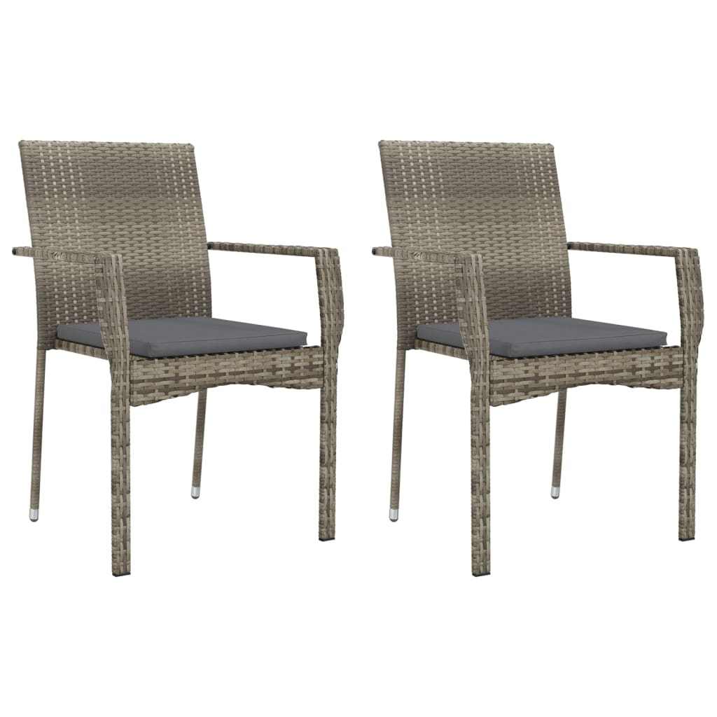 vidaXL 3-delige Tuinset met kussens poly rattan zwart