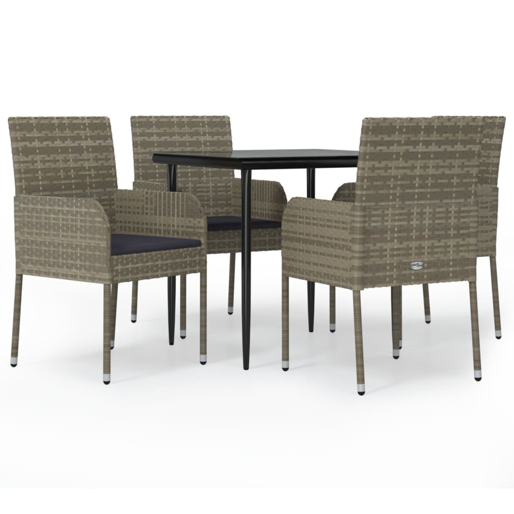 vidaXL 3-delige Tuinset met kussens poly rattan zwart