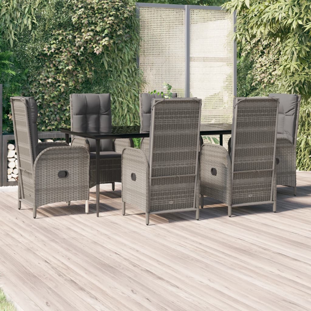 vidaXL 3-delige Tuinset met kussens poly rattan zwart