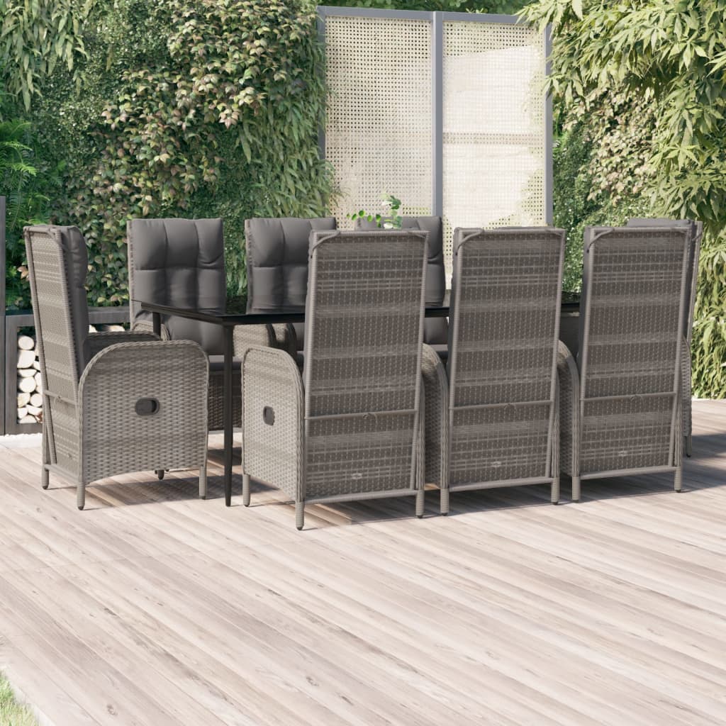 vidaXL 3-delige Tuinset met kussens poly rattan zwart
