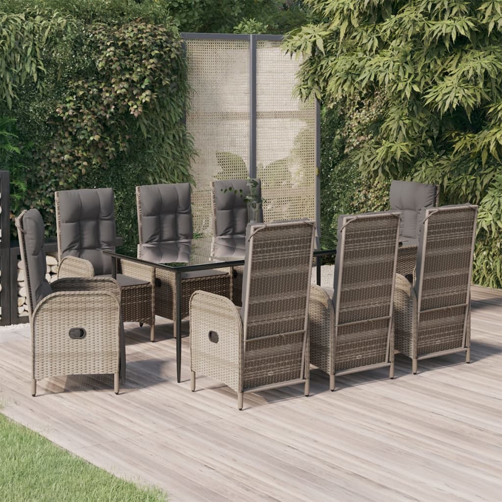 vidaXL 3-delige Tuinset met kussens poly rattan zwart
