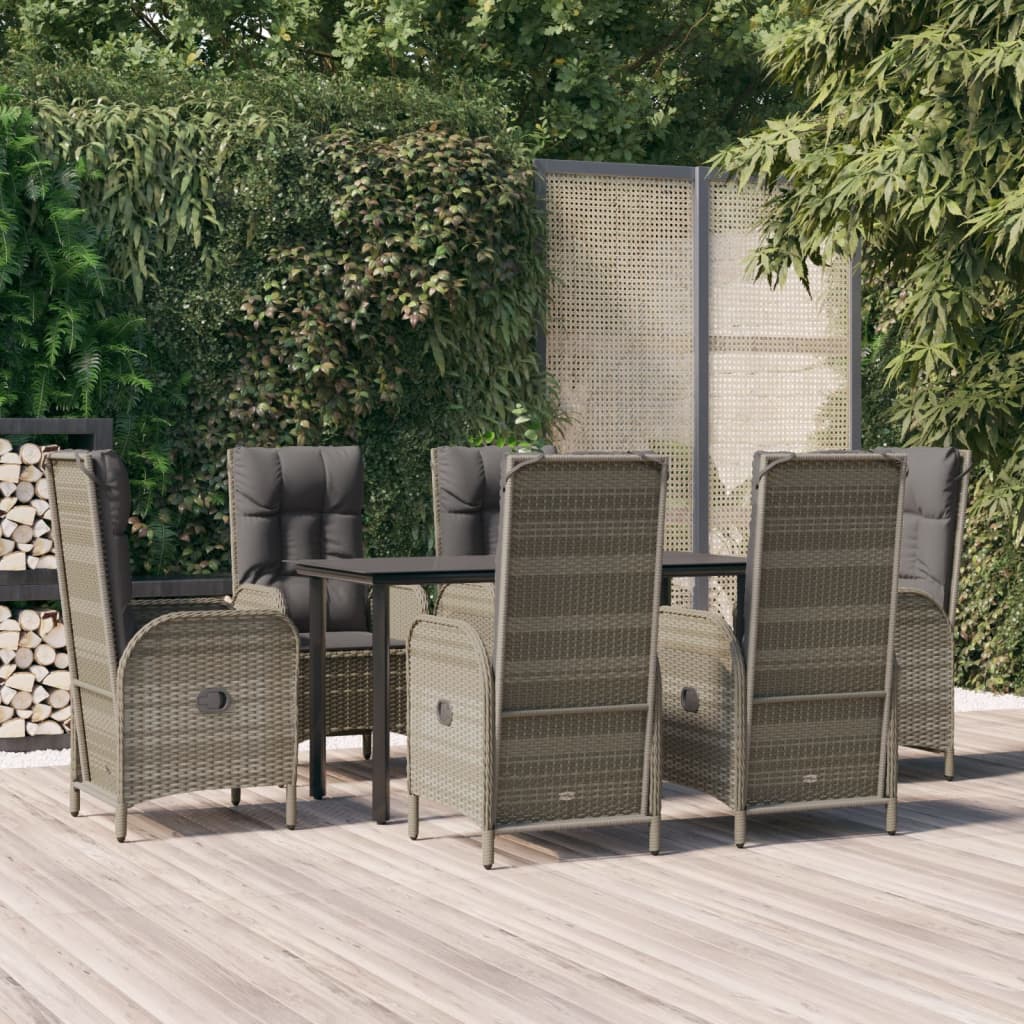 vidaXL 3-delige Tuinset met kussens poly rattan zwart