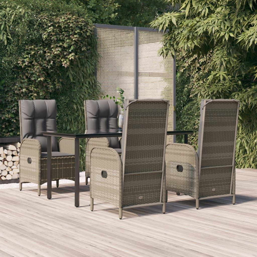 vidaXL 3-delige Tuinset met kussens poly rattan zwart