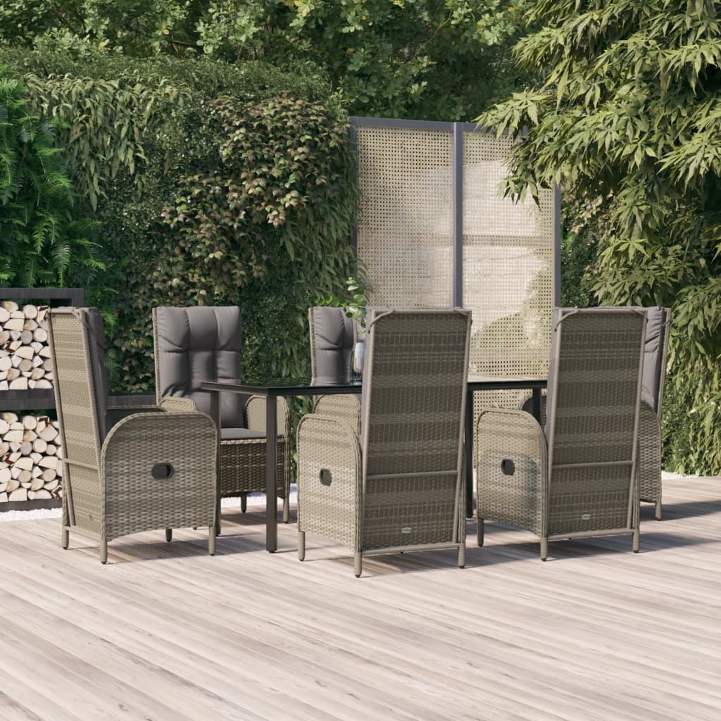 vidaXL 3-delige Tuinset met kussens poly rattan zwart