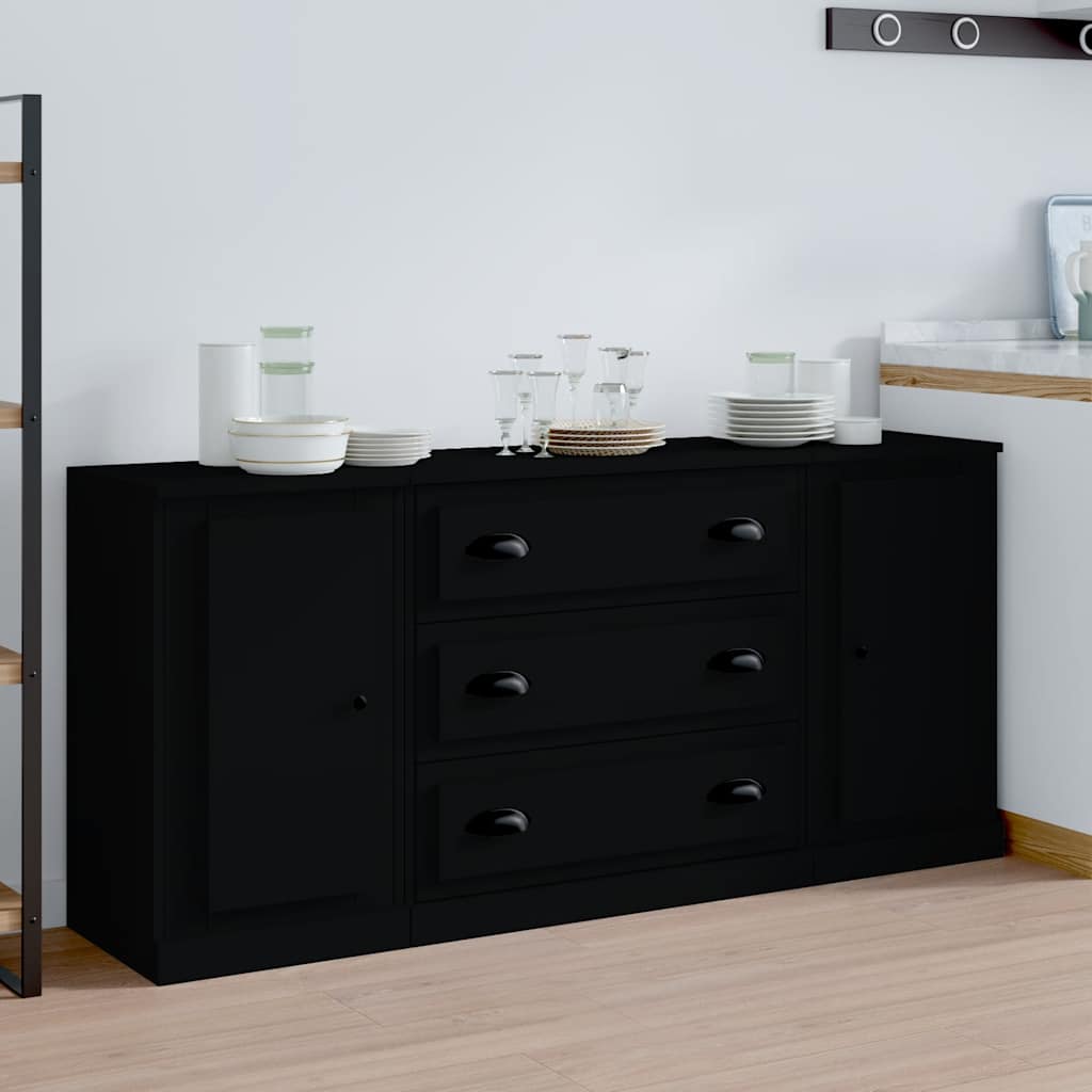 vidaXL Dressoirs 3 st bewerkt hout wit