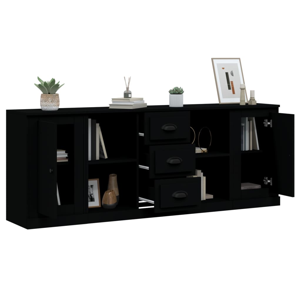 vidaXL Dressoirs 3 st bewerkt hout wit