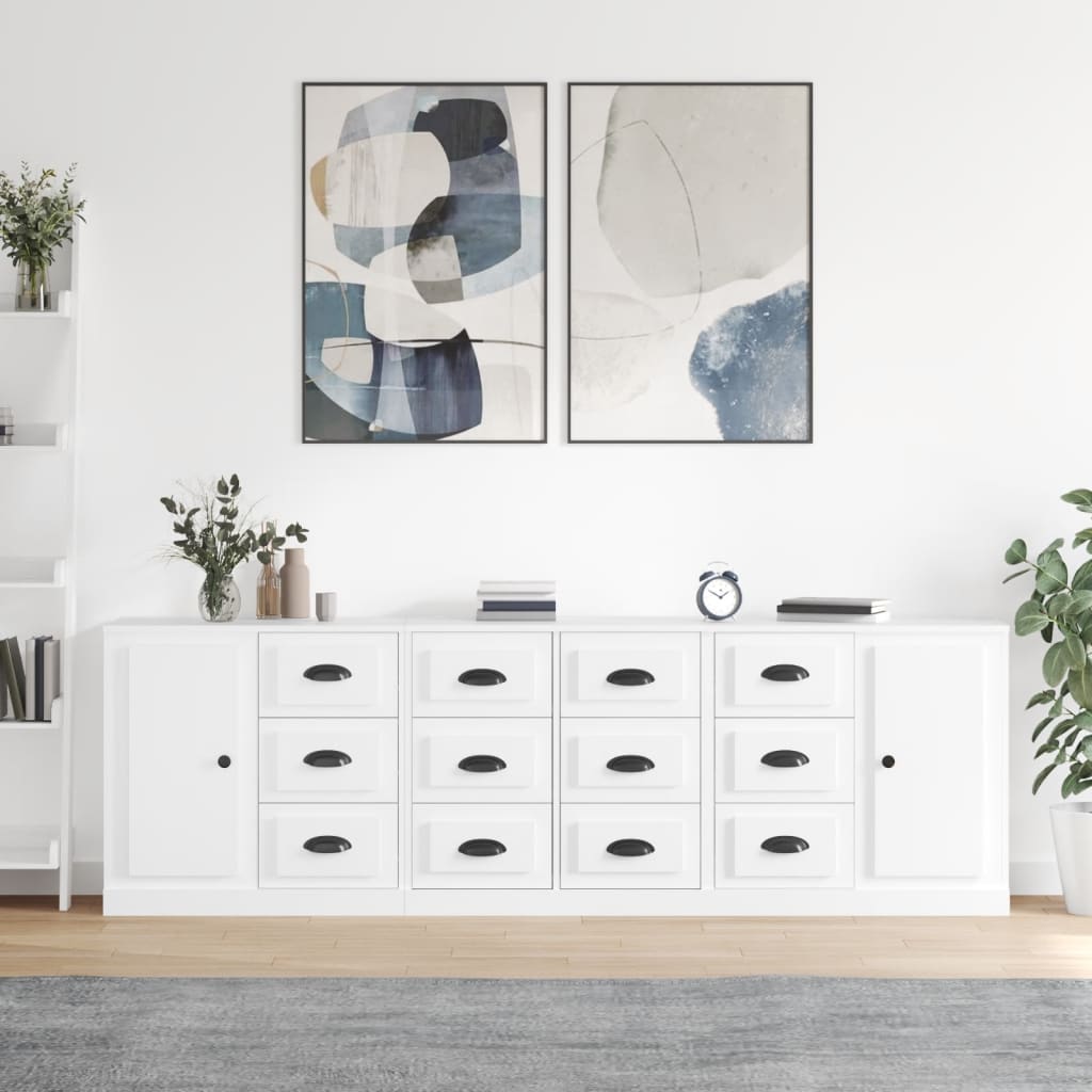 vidaXL Sideboards 3 pcs engineered wood white